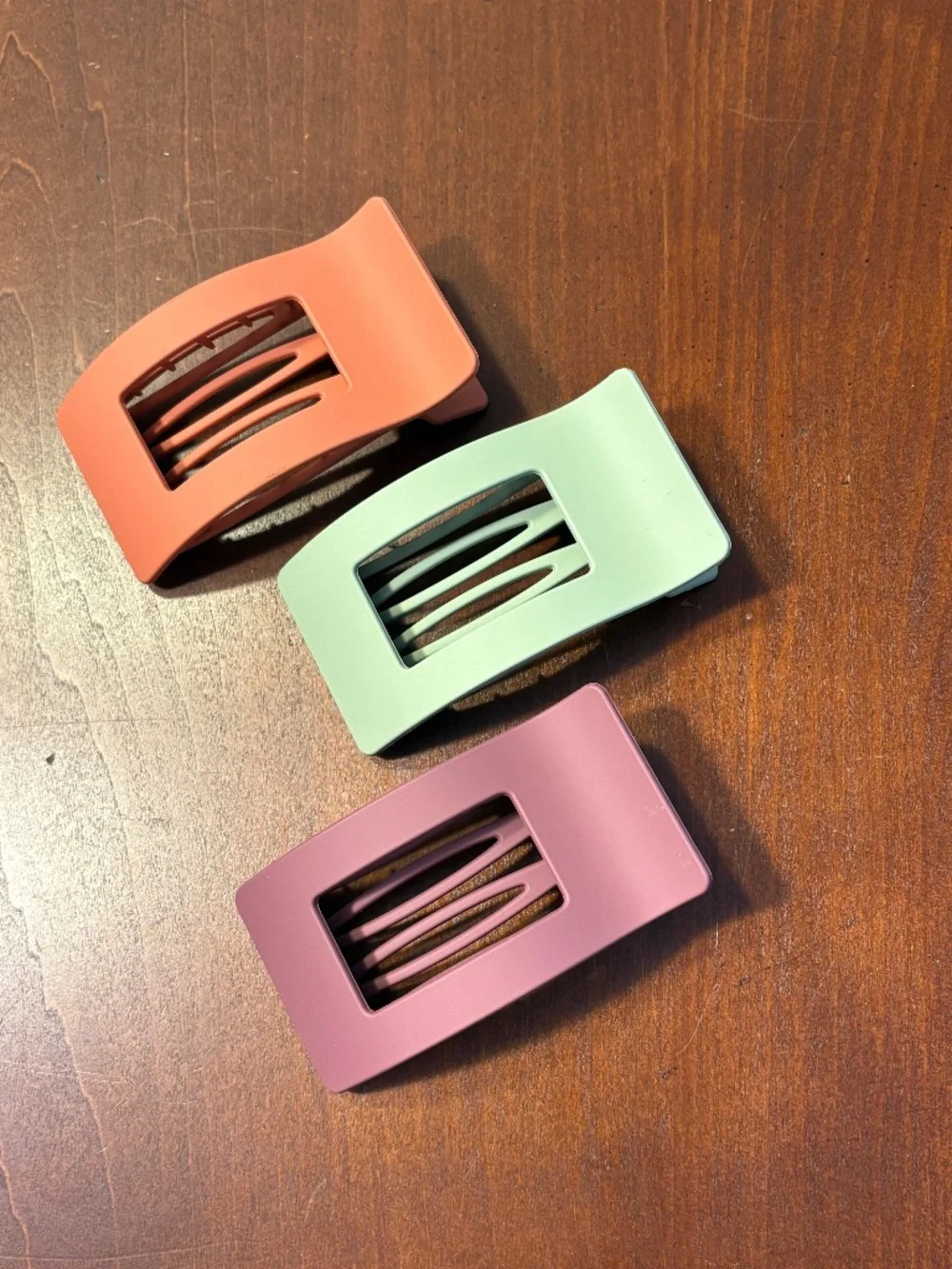 3 Colorful Flat Claw Hair Clips - NWOT